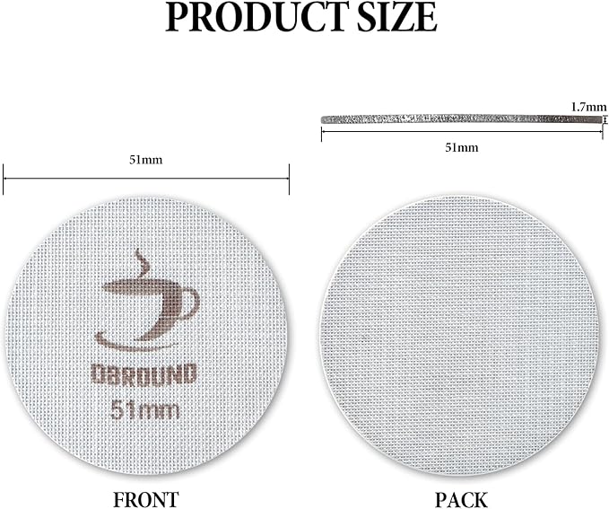 Puck Screen 51mm - 2 Packs Reusable Espresso Puck Screen with Wooden Stand, 316 Stainless Steel Puck Screen for Espresso Portafilter, Professional Tool for Espresso Portafilter Filter Basket