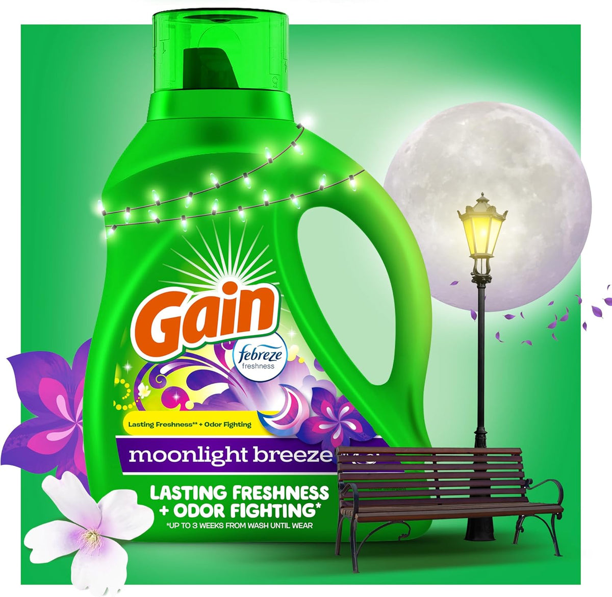 Gain + Aroma Boost Liquid Laundry Detergent, Moonlight Breeze Scent, 107 Loads, 154 fl oz, HE Compatible