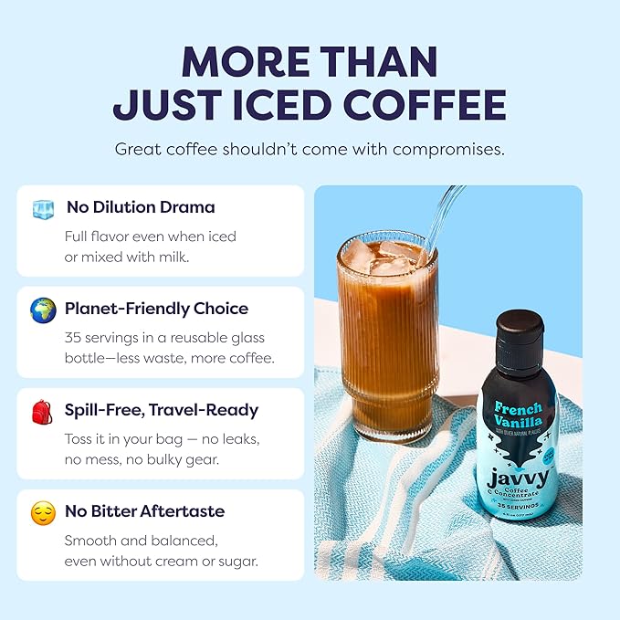 Coffee Concentrate - Cold Brew Coffee, Perfect for Hot or Iced Instant Coffees, Hot Drinks, Cold Brew Concentrate, 5 Pack - French Vanilla