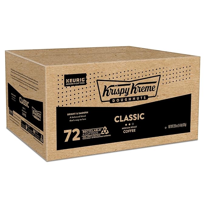 Krispy Kreme Classic, Single-Serve Keurig K-Cup Pods, Medium Roast Coffee, 12 Count (Pack of 6)