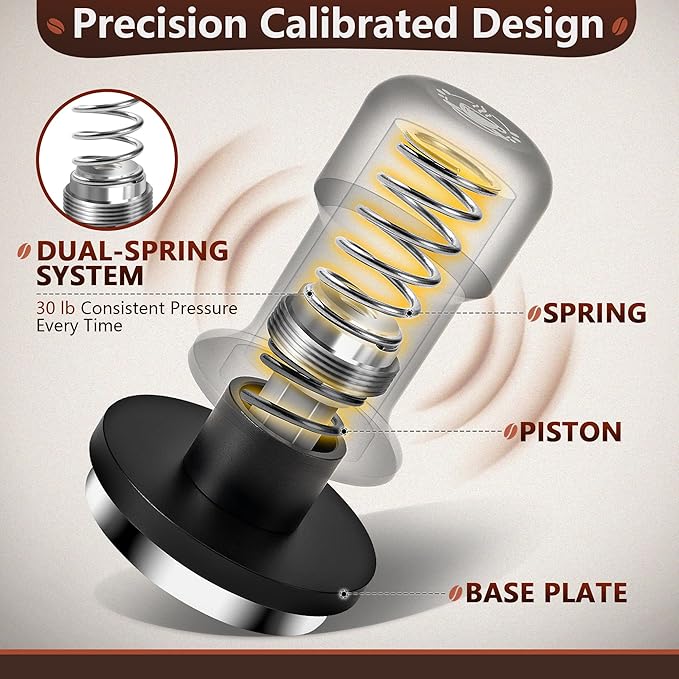 Espresso Tamper 58mm – Fits E61 Portafilter – Compatible With Rocket, Gaggia Classic, Rancilio Silvia, ECM, Profitec, La Marzocco – Spring Loaded Calibrated Self Leveling Coffee Tamper Tool