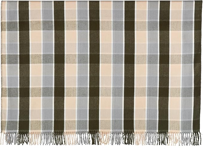 Arus Acrylic Highlands Collection Queen Size Tartan Plaid Design Throw Blanket Green Plaid, 60x80 inches