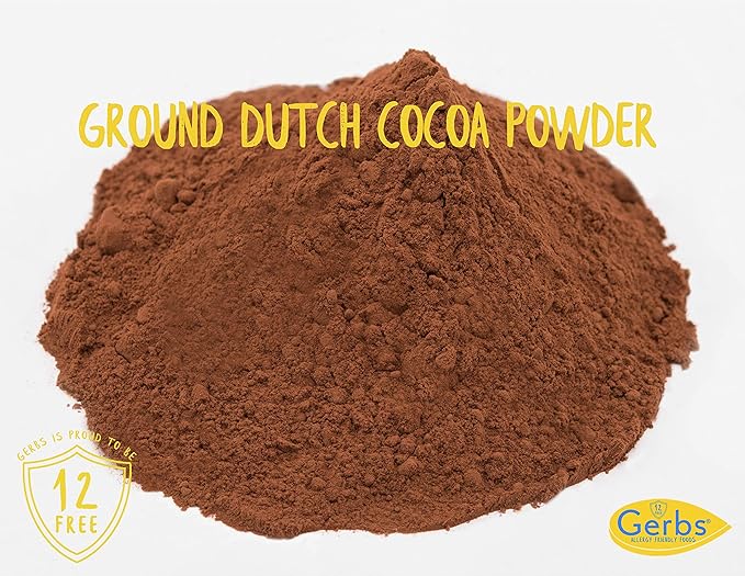 Gerbs Dutch Cocoa Powder 2 lbs. | 22-24% Cocoa Butter Fat, Resealable Bag | Rich, Smooth Dutch Process | Top 14 Allergen-Free