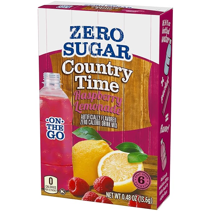 Country Time Sugar-Free Raspberry Lemonade Drink Mix (6 On-the-Go Packets)