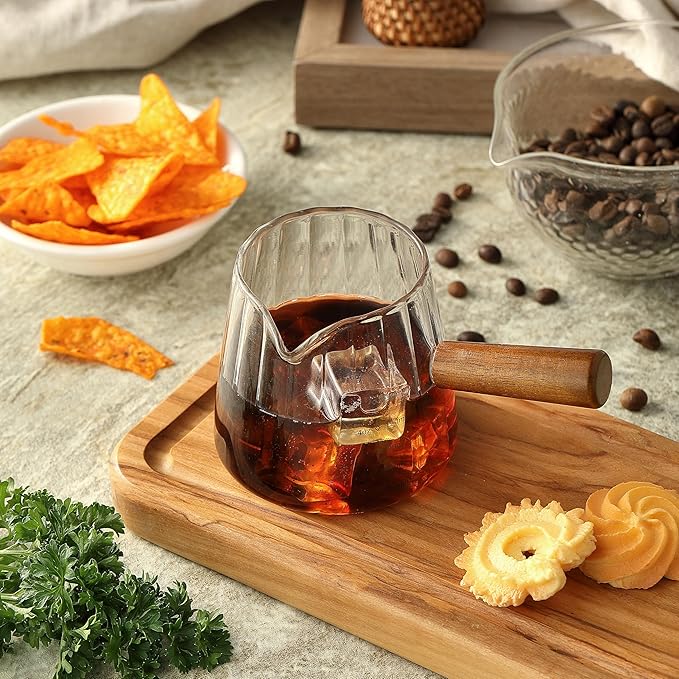 6OZ Espresso Cups, JINLIFA Glass Espresso Shot Measuring Cup with V-Shaped Mouth, Markings in both oz& ml