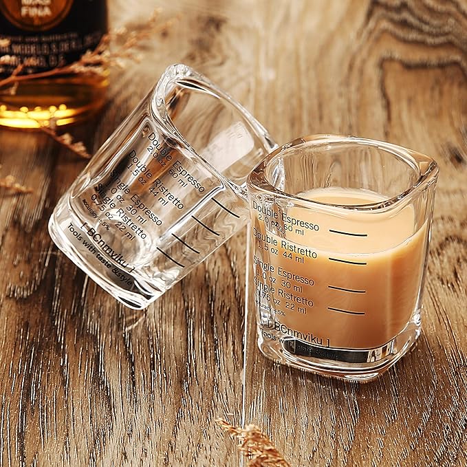 Espresso Shot Glass Liquid Heavy Sturdy Glass Shot Glasses Measuring cup Wine Glass 6 Pack 2oz/60ml By BCnmviku (Sturdy 6Pack)