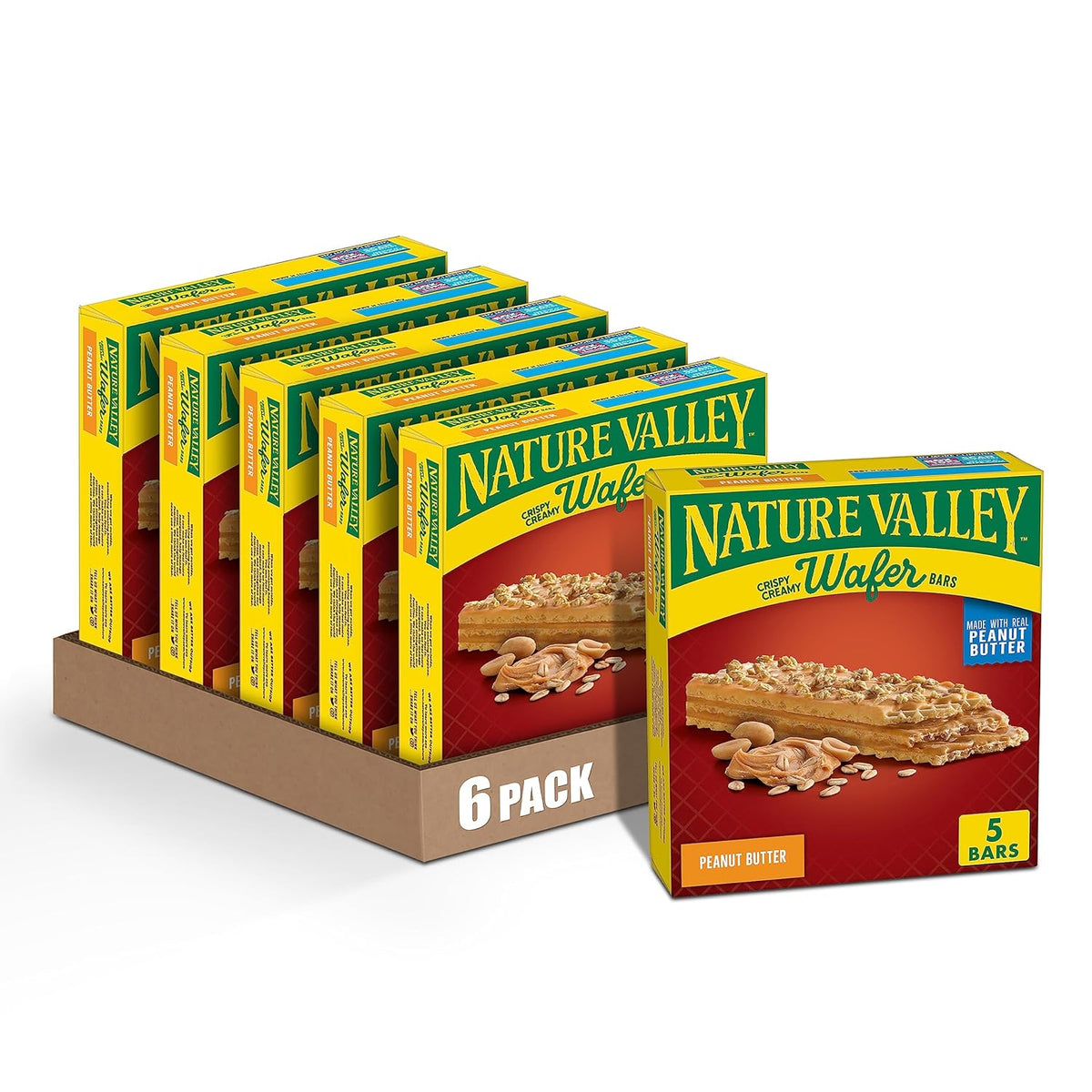 Nature Valley Crispy Creamy Wafer Bars, Blueberry, Whole Grain, 5 Bars, 6.5 oz