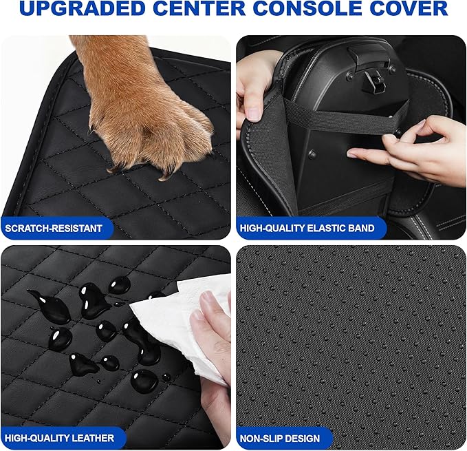 Center Console Cover Compatible with Chevrolet/Chevy Blazer Leather Car Armrest Cover with Storage Pockets.,Anti-Scratch Auto Armrest Pad Accessory （Black