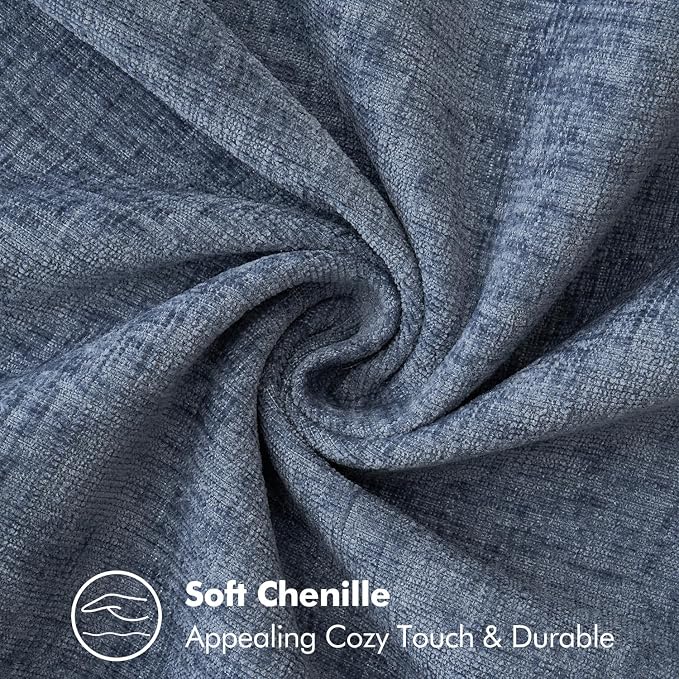 MIULEE Pack of 2 Lumbar Throw Pillow Covers 12x20 Inch Dark Grey Blue Farmhouse Decorative Pillow Covers with Stitched Edge Soft Chenille Solid Dyed Pillow Covers for Couch Sofa Bed Living Room