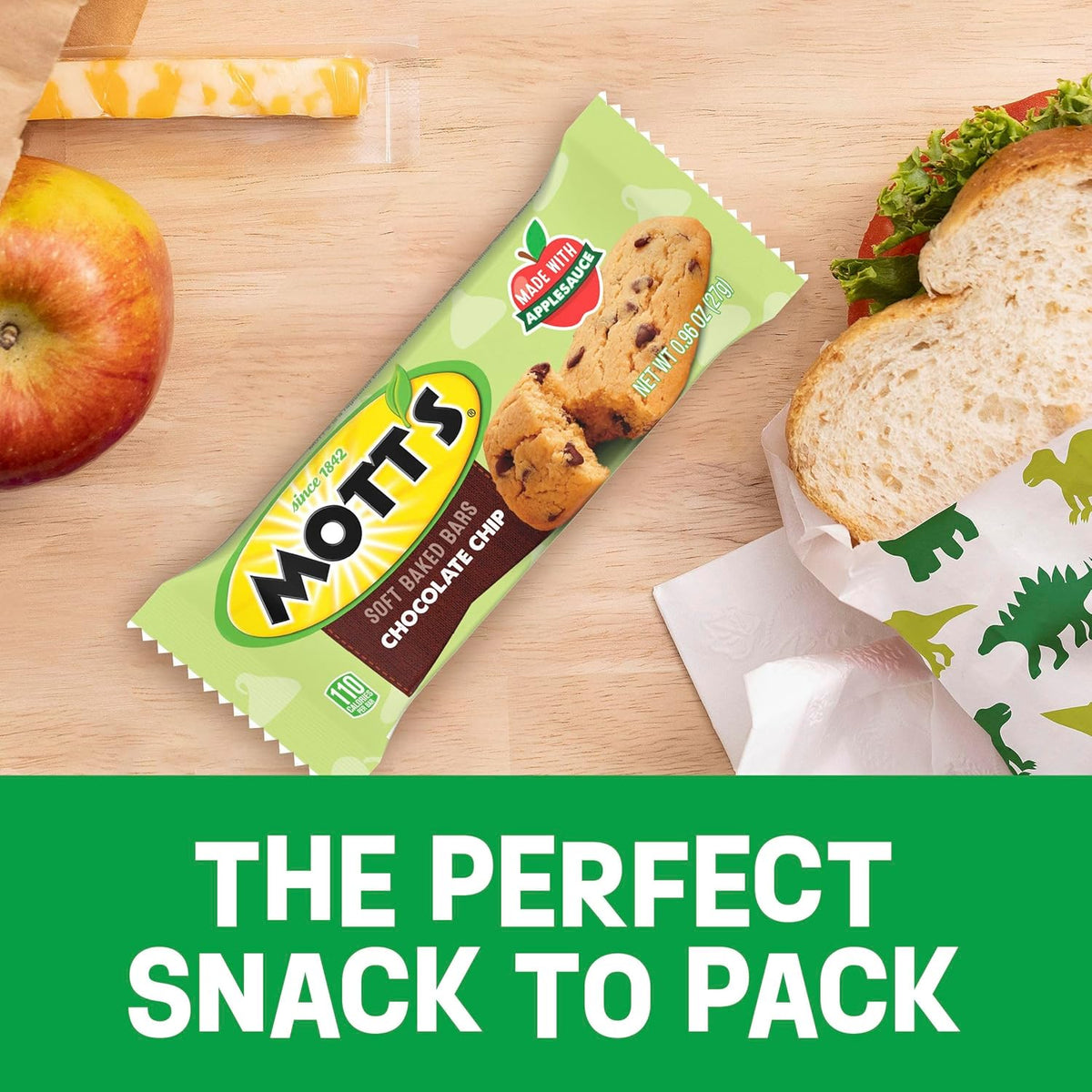 Mott's Soft Baked Bars, Chocolate Chip, Made with Applesauce, 6 Ct, 5.76 oz