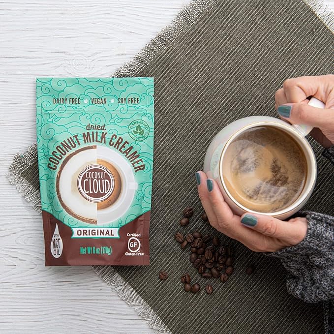 Coconut Cloud: Shelf Stable Vegan Coffee Creamer | Keto Friendly, Unsweetened Coconut Milk Powder | Low Sugar, Dairy Free, Non-GMO, Plant Based, Gluten & Soy Free, USA Made, Original 6 oz