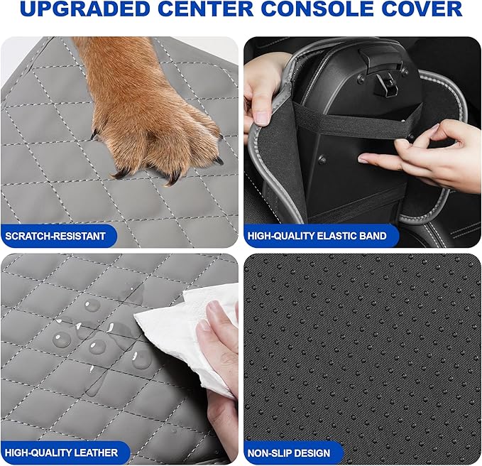 Car Center Console Cover Custom Fit for Subaru Solterra Leather Car Armrest Cover with 2 Storage Armrest Storage Box Cover Pad (Gray)