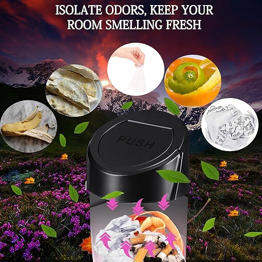 Car Trash Can Bin with Lid - 2 Packs CarTrash Bin-Car Trash Can Cup Holder-Mini Trash Garbage Can with 30pcs Small Trash Bags-Car Organizer Storage for Front Back Seat Accessories (Black)