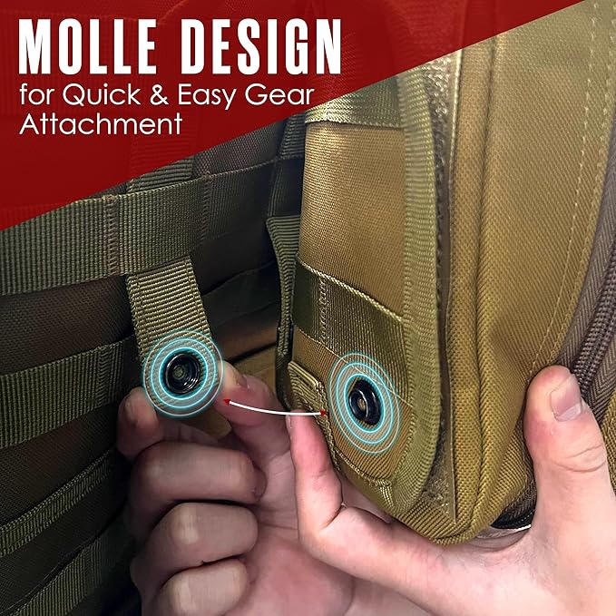 Houseables Tactical Seat Back Organizer, Molle Seat Back Organizer, Tactical Truck Accessories, Vehicle Molle Panel, Automotive Storage Accessories, Backseat, Seatback Kit, 5 Pouches, 22" x 14.5"