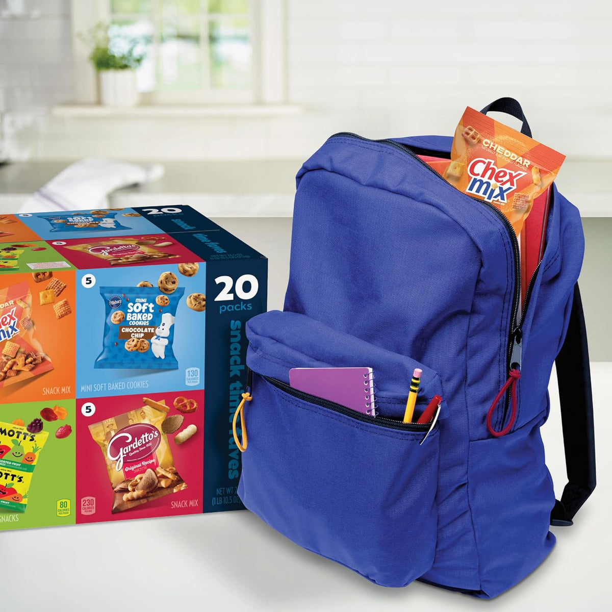 Chex Mix, Mott's, Gardetto's, Pillsbury Cookies, Snack Time Faves Variety Pack, Snack Bags, 20 Ct, 26.5 oz