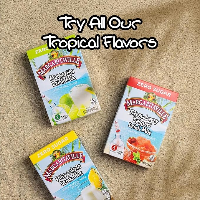 Margaritaville Singles To Go Water Drink Mix - Pina Colada Flavored, Non-Alcoholic Powder Sticks 6 CT, 0.70 Ounce (Pack of 4)