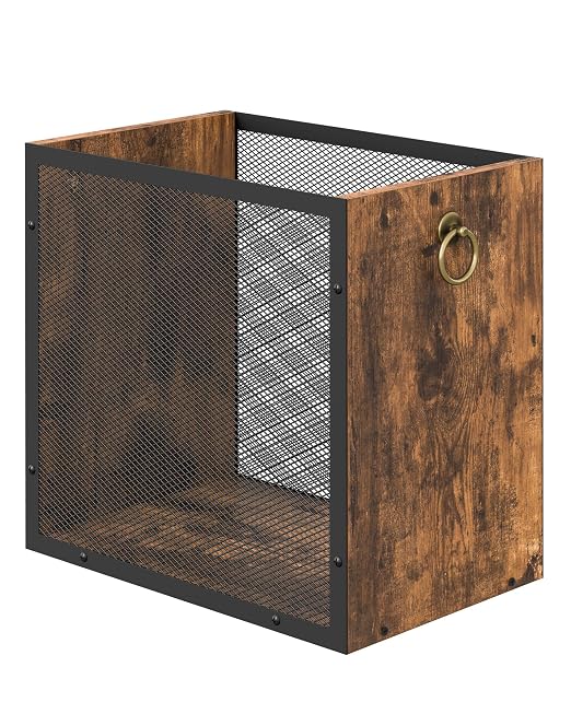 CHOEZON Waste Basket, 4.5 Gallon Rectangular Garbage Container, Trash Can, Trash Bin, for Bedroom, Office, Bathroom, Kitchen, Waste Rustic Brown and Black TCW33BF