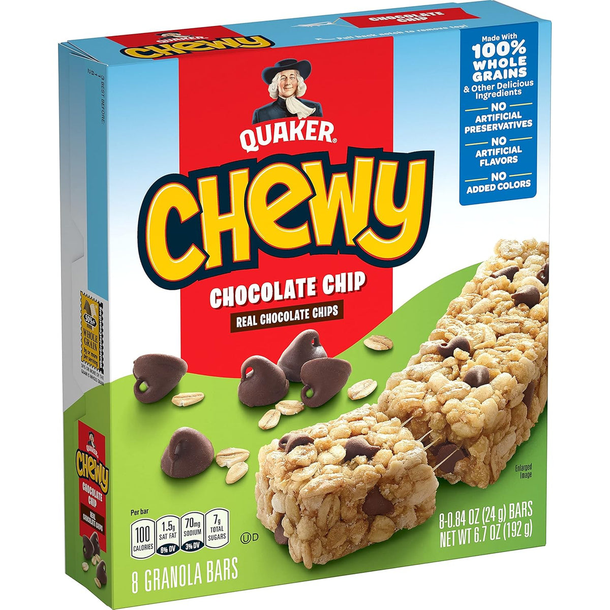Quaker Chewy Granola Bar Chocolate Chip Granola Bars, 0.84 Oz, 8 Ct