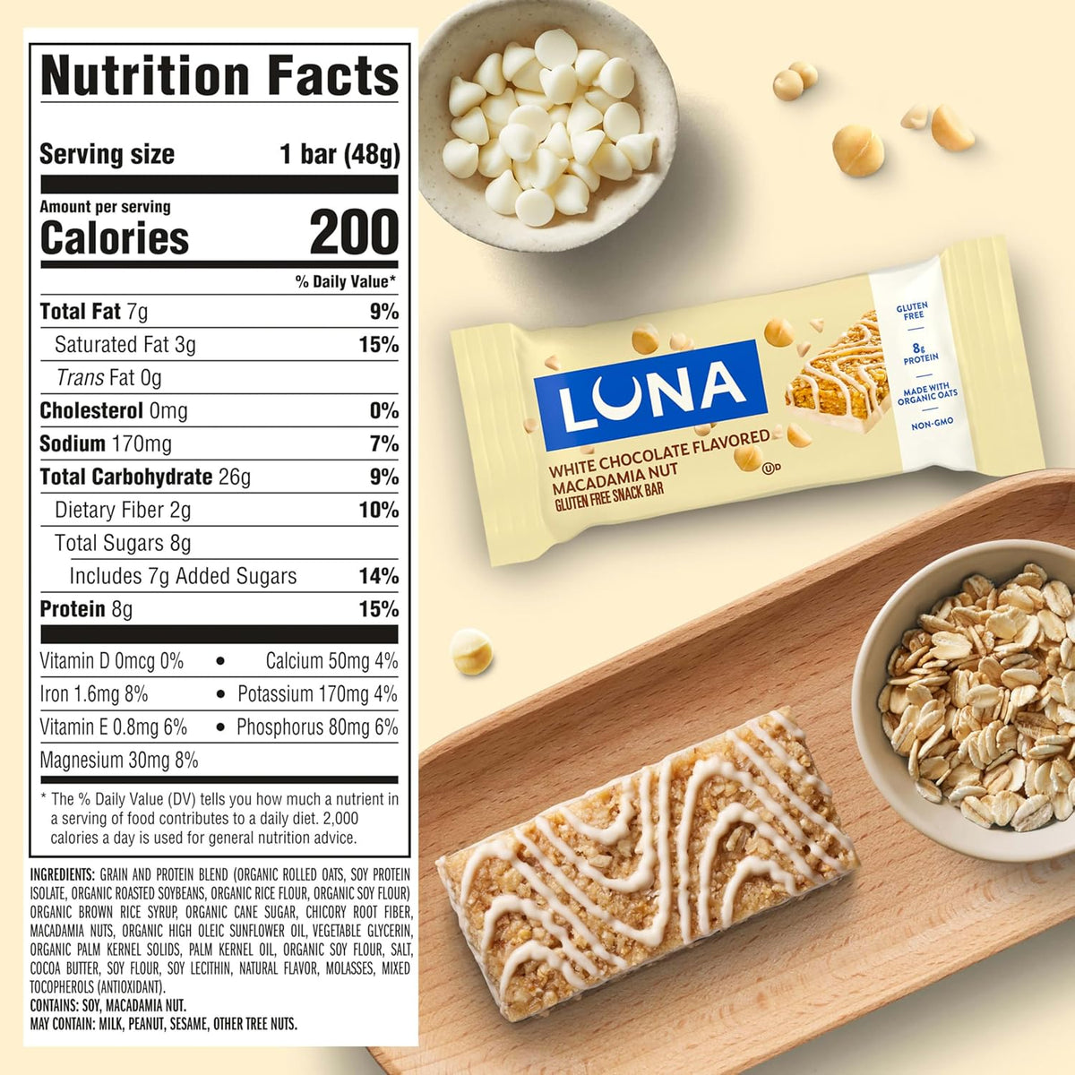 Clif, Bar Luna White Chocolate Macadamia 15 Count, 25.35 Ounce