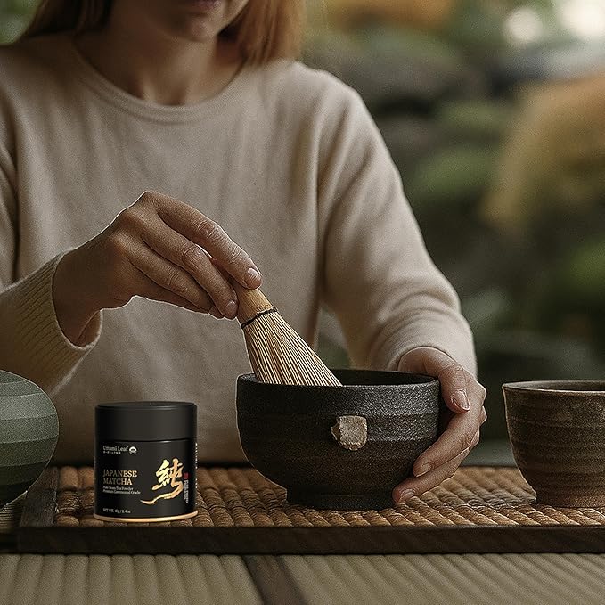Umami Leaf Organic Japanese Ceremonial Grade Matcha - 100% Pure Green Tea Powder, USDA Certified, First Harvest, Authentic Origin From Uji, Kyoto (40g / 1.4oz Tin)