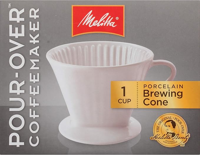 Melitta no 2 Porcelain Single Cup Pour-Over Coffee Brewer, White