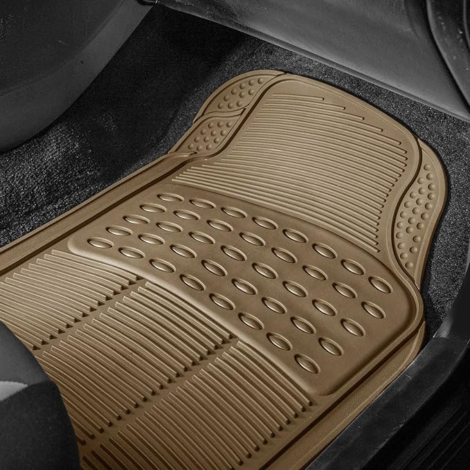 FH Group F11306 Trimmable Vinyl Floor Mats (Tan) Full Set - Universal Fit for Cars Trucks and SUVs