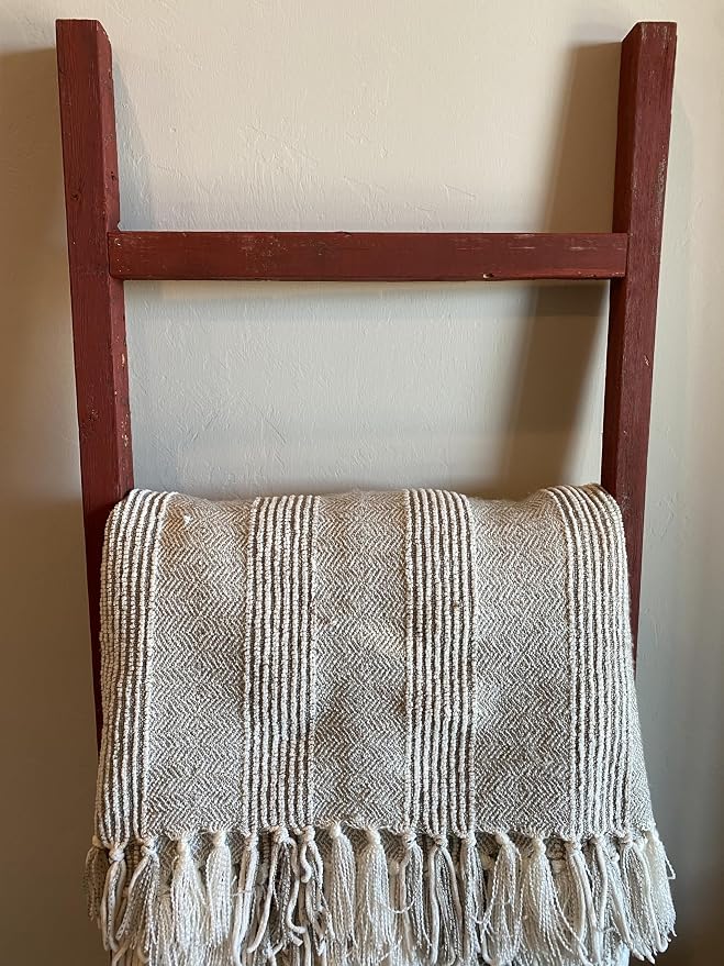 BARNWOODUSA Rustic Farmhouse Decorative Ladder - Our 6 ft Ladder can be Mounted Horizontally or Vertically and is Crafted from Upcycled Wood No Assembly Required Rustic Red