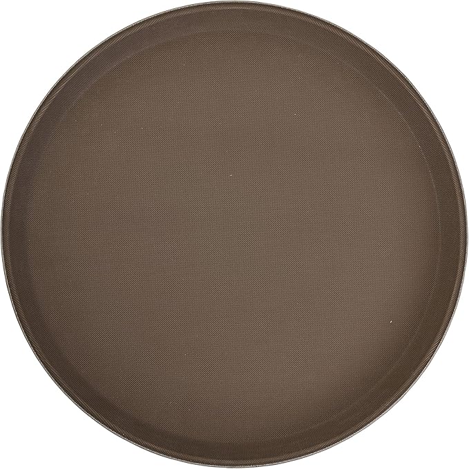 Winco 14" Premium Fiberglass Tray, Non-slip, Brown, Round