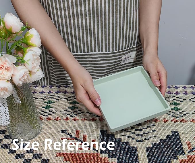 Small Square Serving Tray (5.9 inch), Durable Green Tray for Desserts & Organization, Lightweight for Coffee, Drinks, Party, Seasoning, Perfume and Display.
