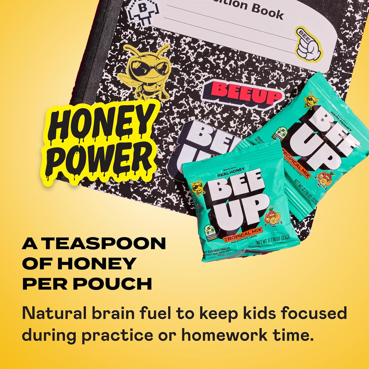 BEEUP Honey Fruit Snacks – With a Teaspoon of Honey in Every Pouch – Dye Free, No Corn Syrup – Individually Wrapped Fruit Snack Packs for School, Sports, Soccer – Pink Lemonade (Pack of 10)