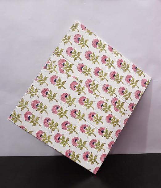 Generic 3.3 Gallon Cotton Hand Block Printed Paper Waste Basket |Small Decorative Trash Can for Housewarming Gifts in Living Room, Bedroom, Bathroom | Eco-Friendly, Plastic-Free (1, PINK FLOWAR)