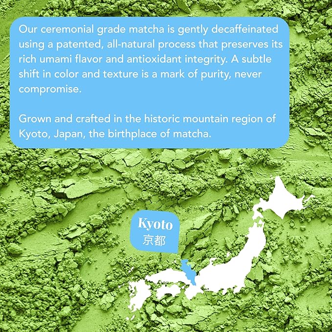 Caff Off Decaf Matcha Green Tea Powder From Japan – Sample Stick Pack - 3 x Vanilla Bean – 2g Per Stick, 6g Total - Ceremonial Grade – Naturally Decaffeinated Without Chemicals – Tested for Heavy Metals – First Harvest, Shade-Grown & Caffeine-Free Matc...