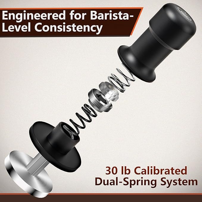 Espresso Tamper 53mm – Fits 54mm Breville Sage Portafilter – Compatible With Barista Express, Bambino Plus, Barista Pro, Infuser – Spring Loaded Calibrated Self Leveling Coffee Tamper Tool