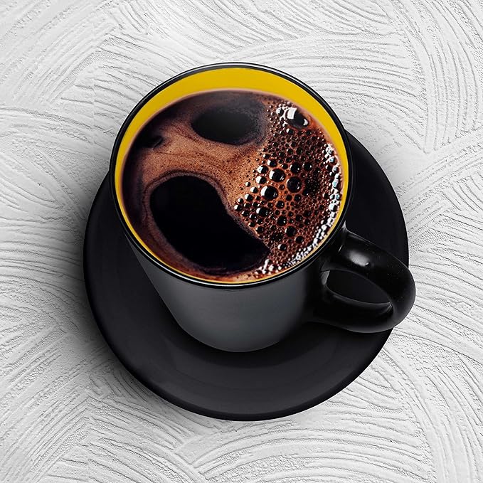 DISCOUNT PROMOS Ceramic Coffee Latte Mugs 12 oz. Set of 10, Bulk Pack - Perfect for Coffee, Tea, Espresso, Hot Cocoa, Other Beverages - Yellow