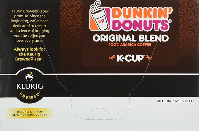 Dunkin' Donuts Original Blend Medium Roast Coffee, 12 K Cups for Keurig Makers