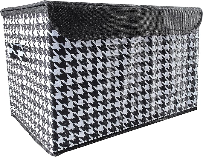 Foldable Car Organizer - Trunk Organizer and Storage for Car, SUV, Sedan (Declare-Black White-Big, 17.8" x 12")