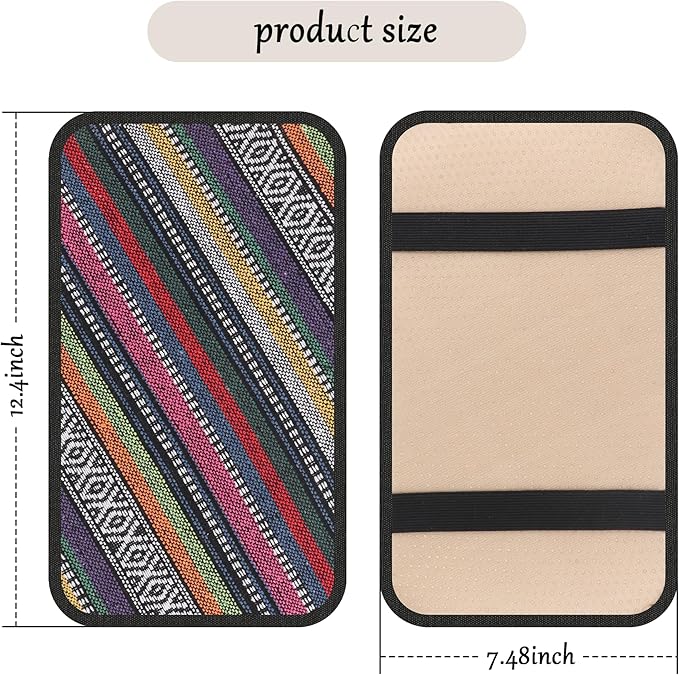 Car Center Console Cover,Boho Car Accessories Car Armrest Box Pad for Comfortable Support,Universal Armrest Cover for Car Truck SUV Center Console,Car Decorations Interior Aesthetic (Armrest cover-B)