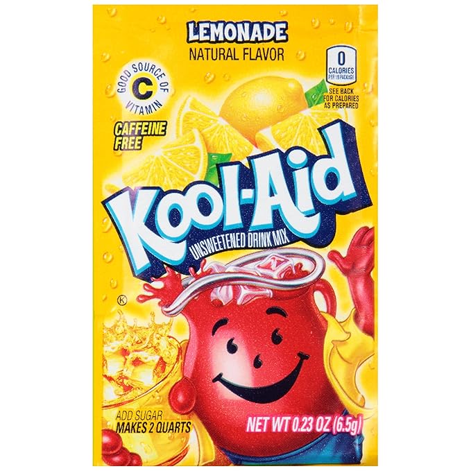 Kool-Aid Lemonade Caffeine Free Unsweetened Soft Drink Mix, 0.23 OZ (Pack of 192)