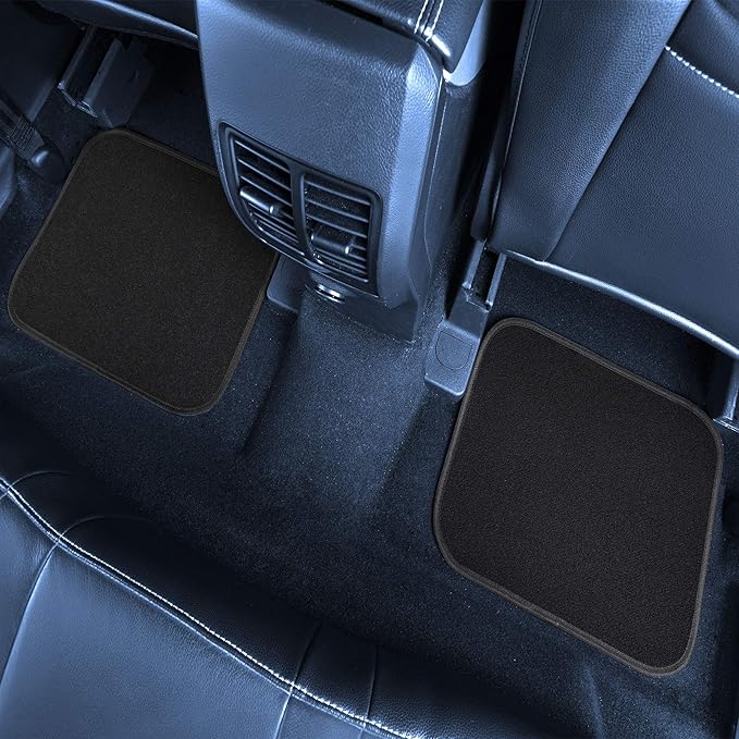 FH Group Color-Block Carpet Car Floor Mats – Non-Slip, Faux Leather Accents, Universal Fit for Sedan, SUV & Truck – Full Set Blue