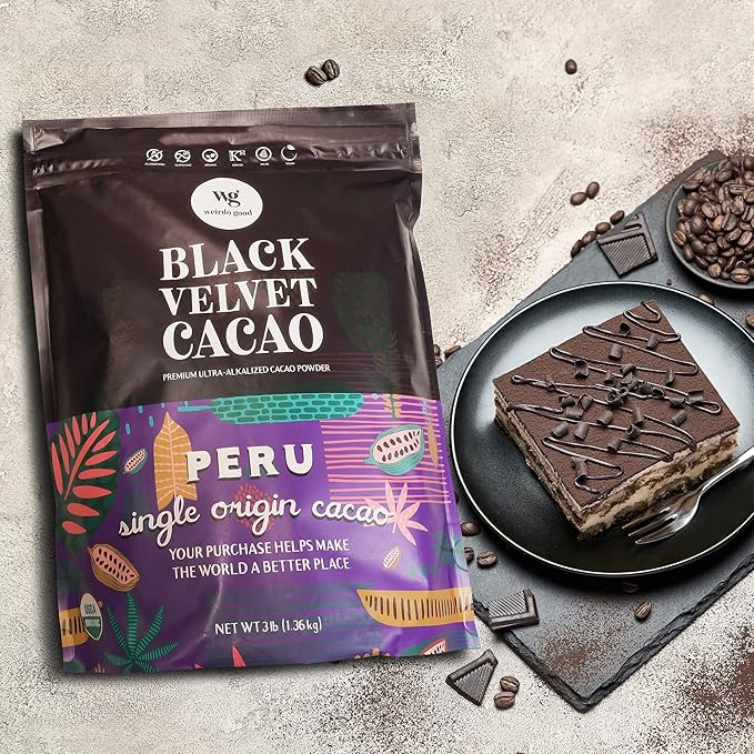 Weirdo Good Black Velvet Cacao, 3 lb – Organic, Allergen-Free, Premium Ultra-Alkalized Cocoa Powder for Baking