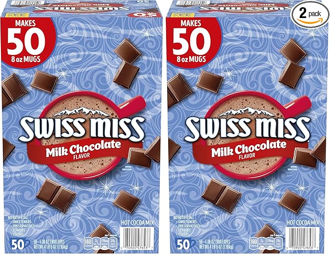 Swiss Miss Milk Chocolate Flavor Hot Cocoa Mix,1.38 oz. 50-Count,(Pack of 2)