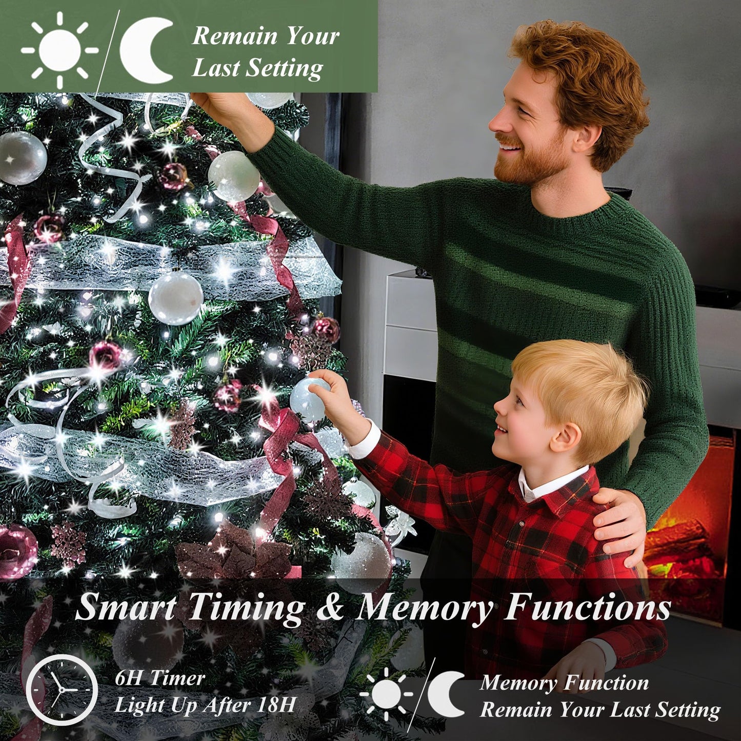 aneeway Christmas String Lights, 480 LEDs, 8 Lighting Modes, 9.84FT, Cold White, Model SW-LSL-03-480, Remote & Timer