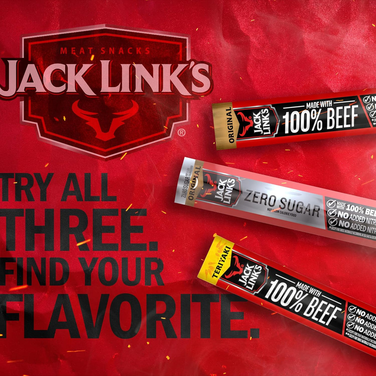 Jack Link's Beef Jerky Sticks Variety Pack - Original, Teriyaki & Zero Sugar - Made with 100% Real Beef - Ready to Eat Real Meat Protein Snacks - 5g Protein per Serving - (20 Pack) 0.92 oz