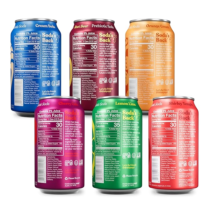 Poppi Sparkling Prebiotic Soda Beverage with Apple Cider Vinegar, Seltzer Water and Fruit Juice, Major Mix Variety Pack 12 Fl Oz, Pack of 12, Packaging May Vary