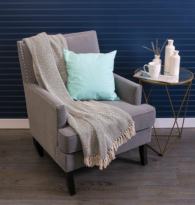 DII Chevron Throw Collection Handloomed Cotton, 50x60, Nautical Blue