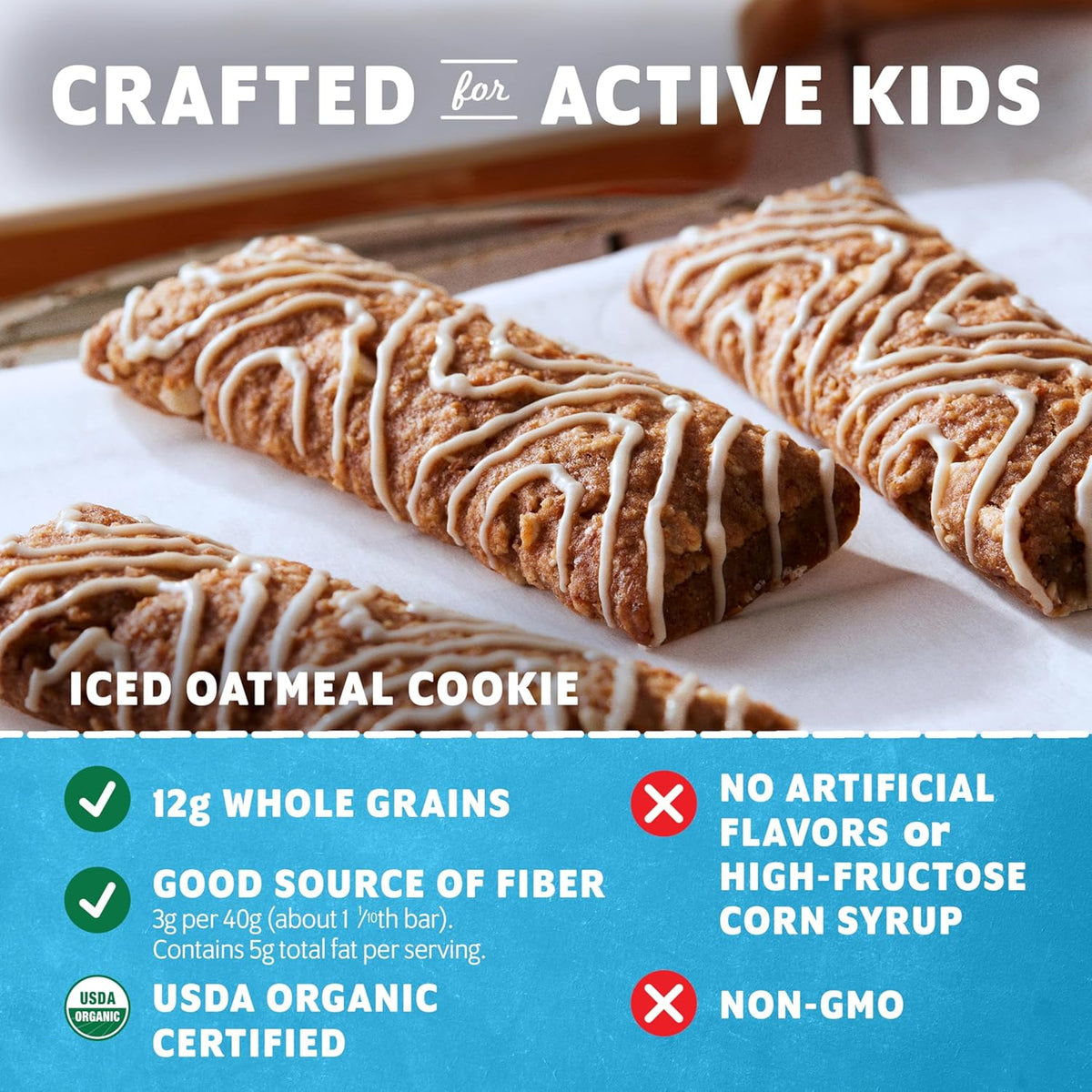 Zbar - Iced Oatmeal Cookie - Soft-Baked Energy Snack Bars - Non-GMO - 12g Whole Grains - USDA Organic Granola Bars - Snacks for Kids (18 Pack)