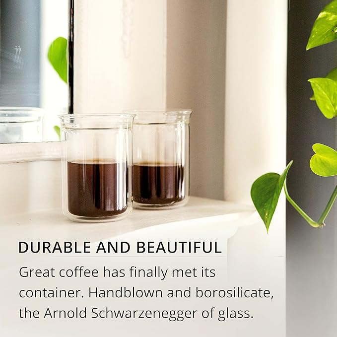 Fellow Stagg Tasting Glasses for Coffee and Tea Mug - Handblown Borosilicate Glass, Insulated Double Wall For Pour Over Mug, 10 oz (Set of Two)