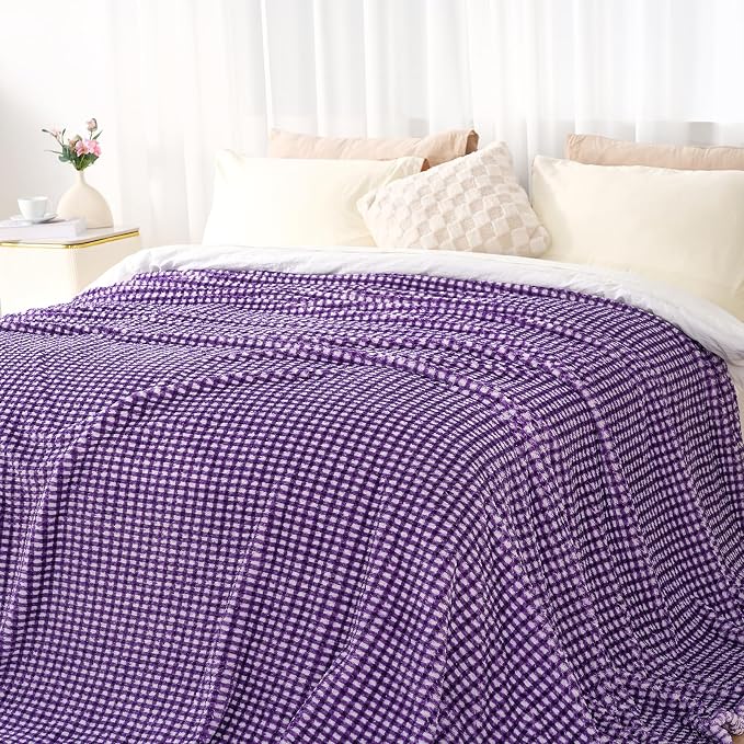 Zyrah Fleece Throws for Couch Super Soft Throw Blanket Lightweight Decorative Fuzzy Cozy Blankets for Sofa Chair Bed (C-Purple, Throw(50"x60"))