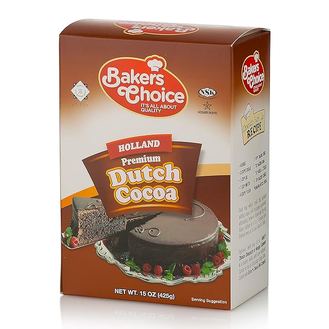 Dutch Cocoa Powder - Unsweetened Chocolate Powder- 15 Ounce - Dairy Free Kosher - Bakers Choice