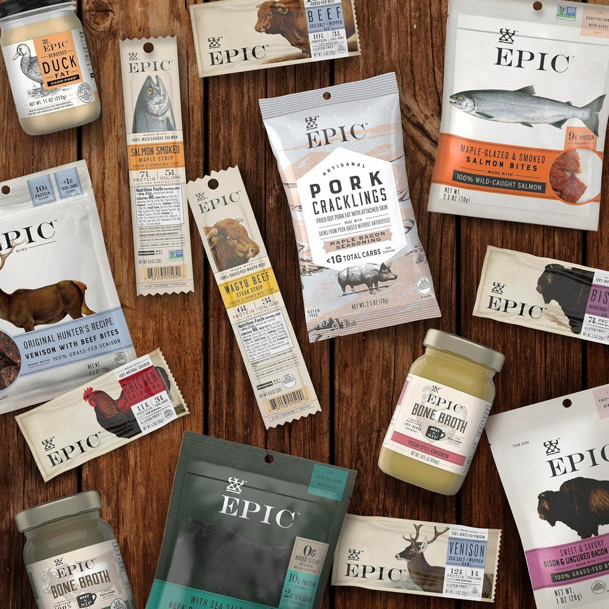 EPIC Salmon Smoked Maple Strips, Wild Caught, Paleo Friendly, Protein Snacks, 20 Ct, 16 oz